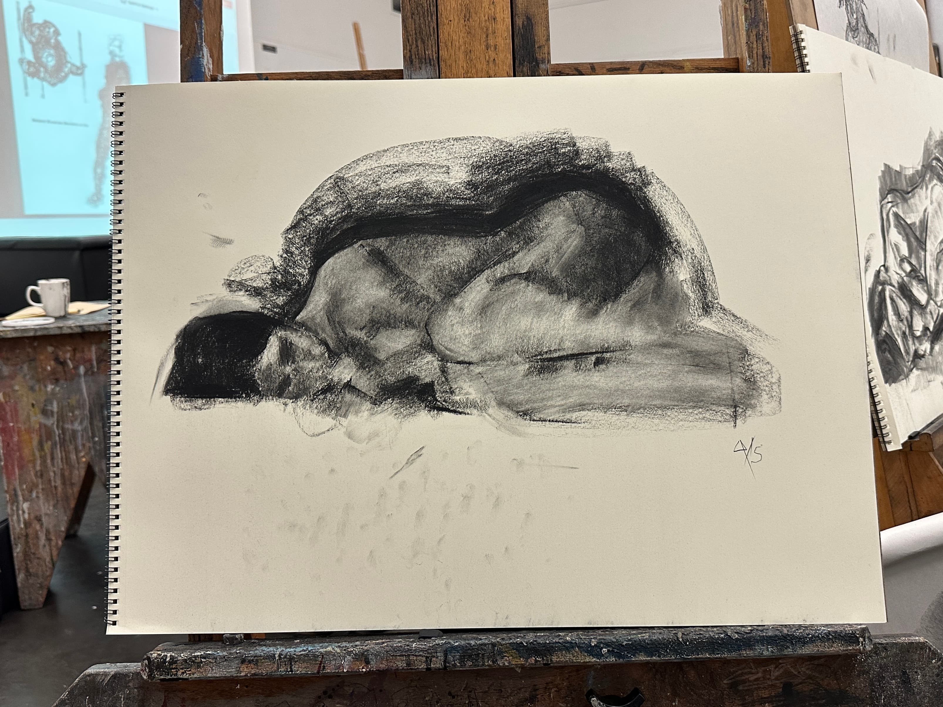 Nude model study, 20 minutes. Charcoal