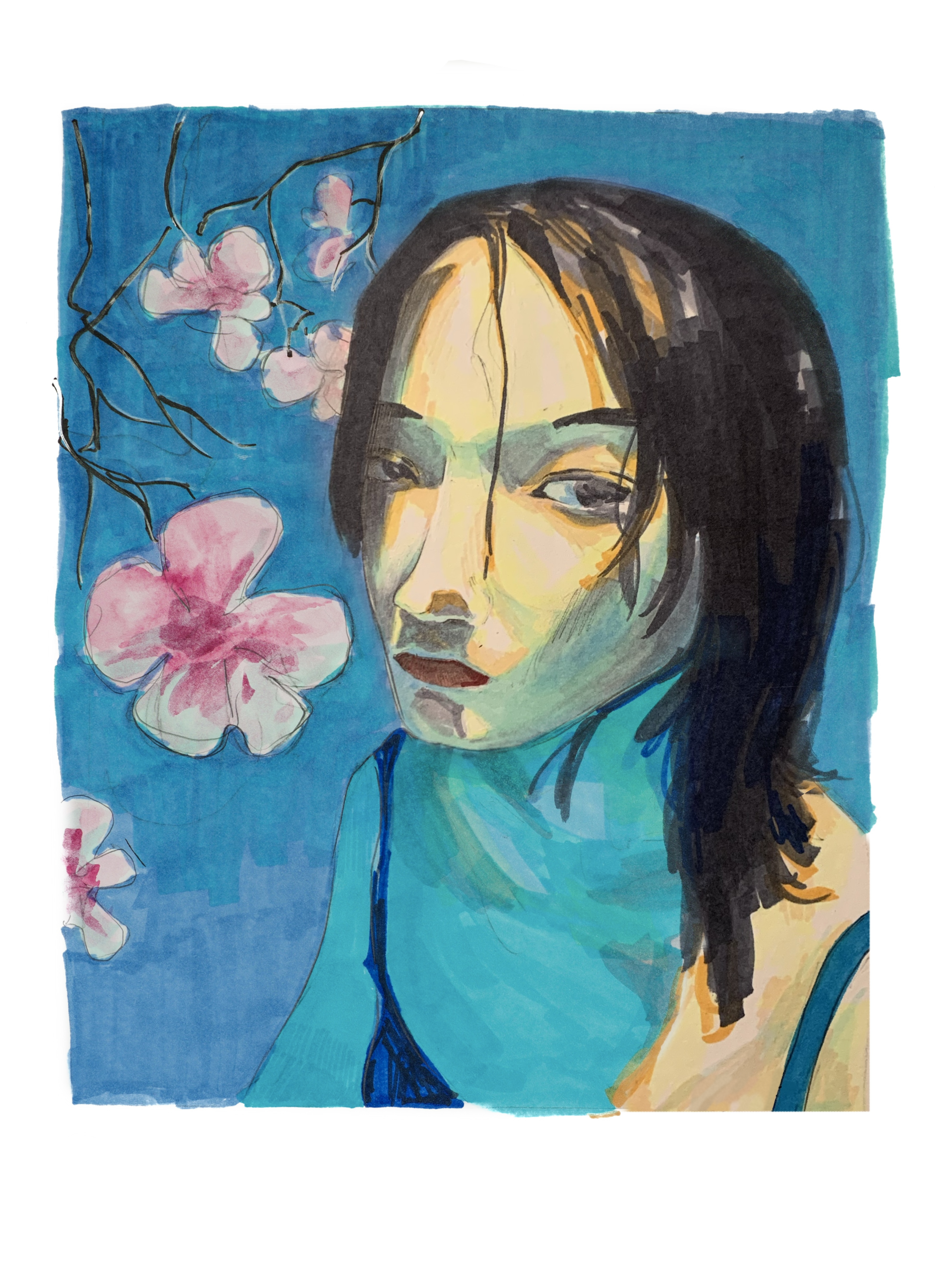 Marker, pencil. 9x12 inches