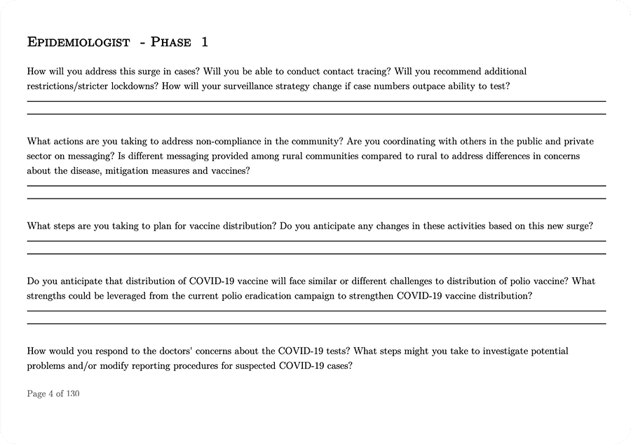 Printed exercise PDF showing a page of questions with blank answer lines