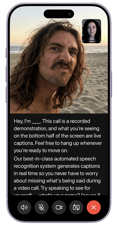 InnoCaption Video live captioned call 3