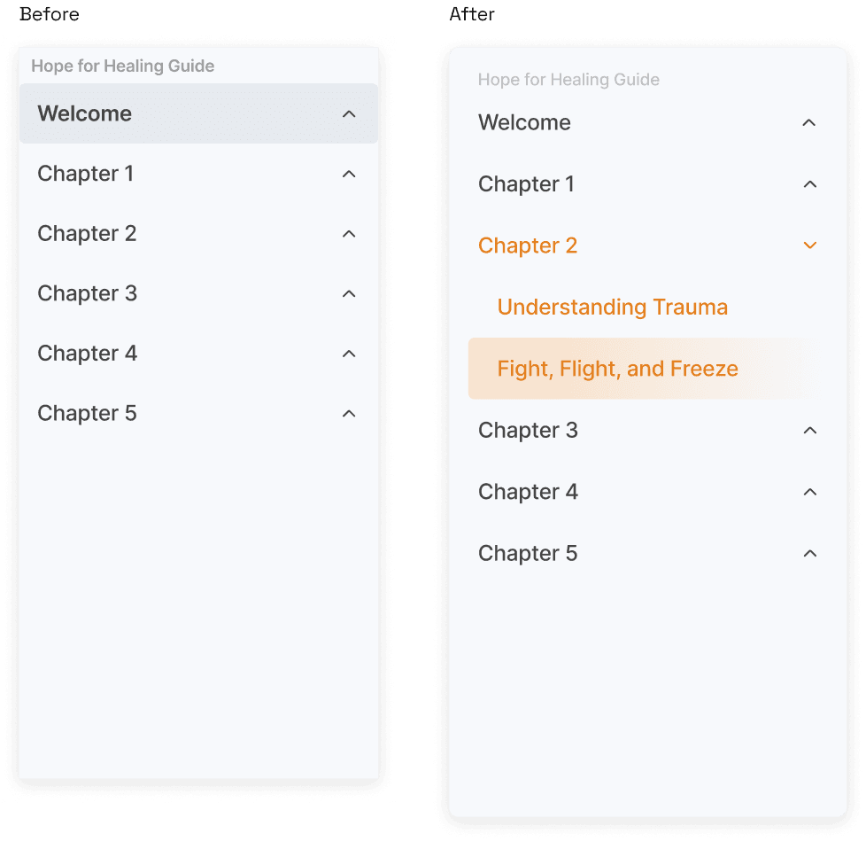 Booklet navigation before and after adding subsections